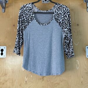 Gray Leopard Print Women's Top